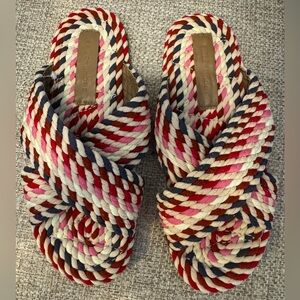 Salt + Umber Size 5 Anthropologie Saraya Pink/Red Fabric Rope Sandal